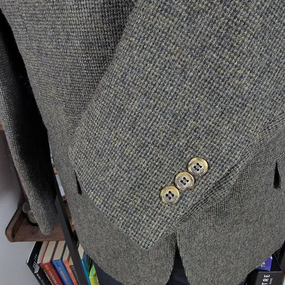 VTG Club House Men's Flannel Sport Coat Blazer‎ Two Button Green Brown Size 42R